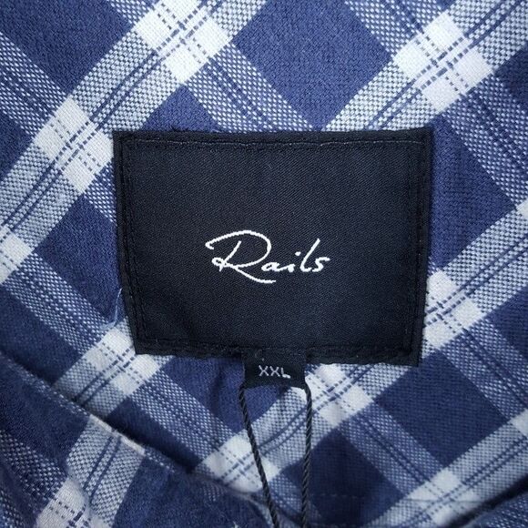 RAILS Mens Shirt XXL Blue Plaid Button Down Check REID Midnight Melange $148 - Picture 4 of 9